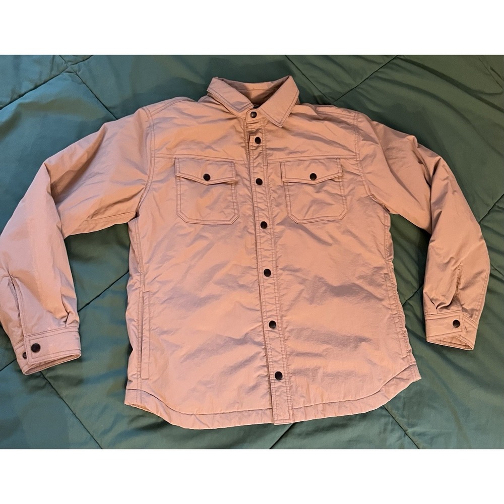 32 Degrees Heat Mens Small Khaki Insulated Fleece Lined Shirt Jacket Plaid Tan